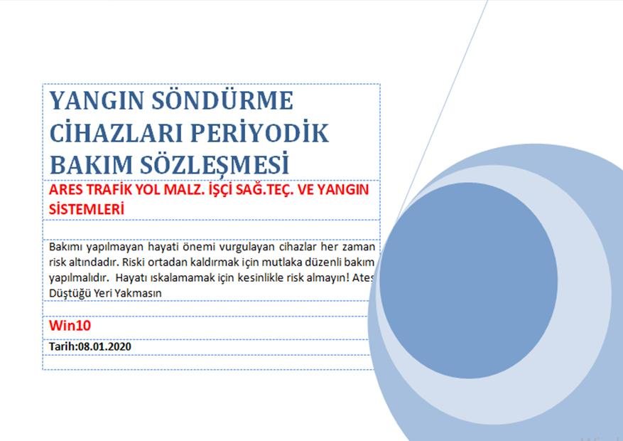 Yangın Söndürme Cihazları Periyodik Bakım Sözleşmesi